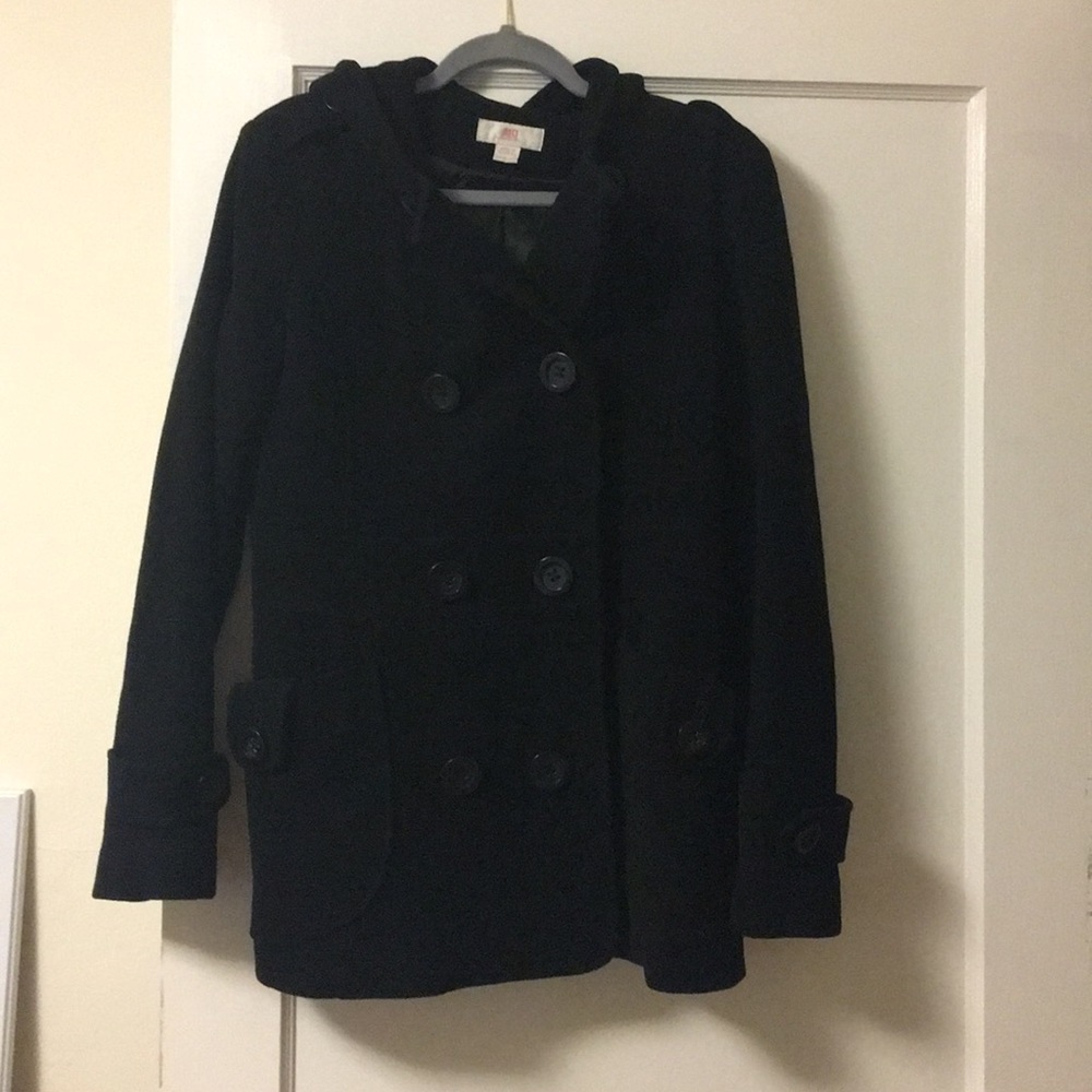 JLo Jennifer Lopez Black Peacoat | Black | Size: L
